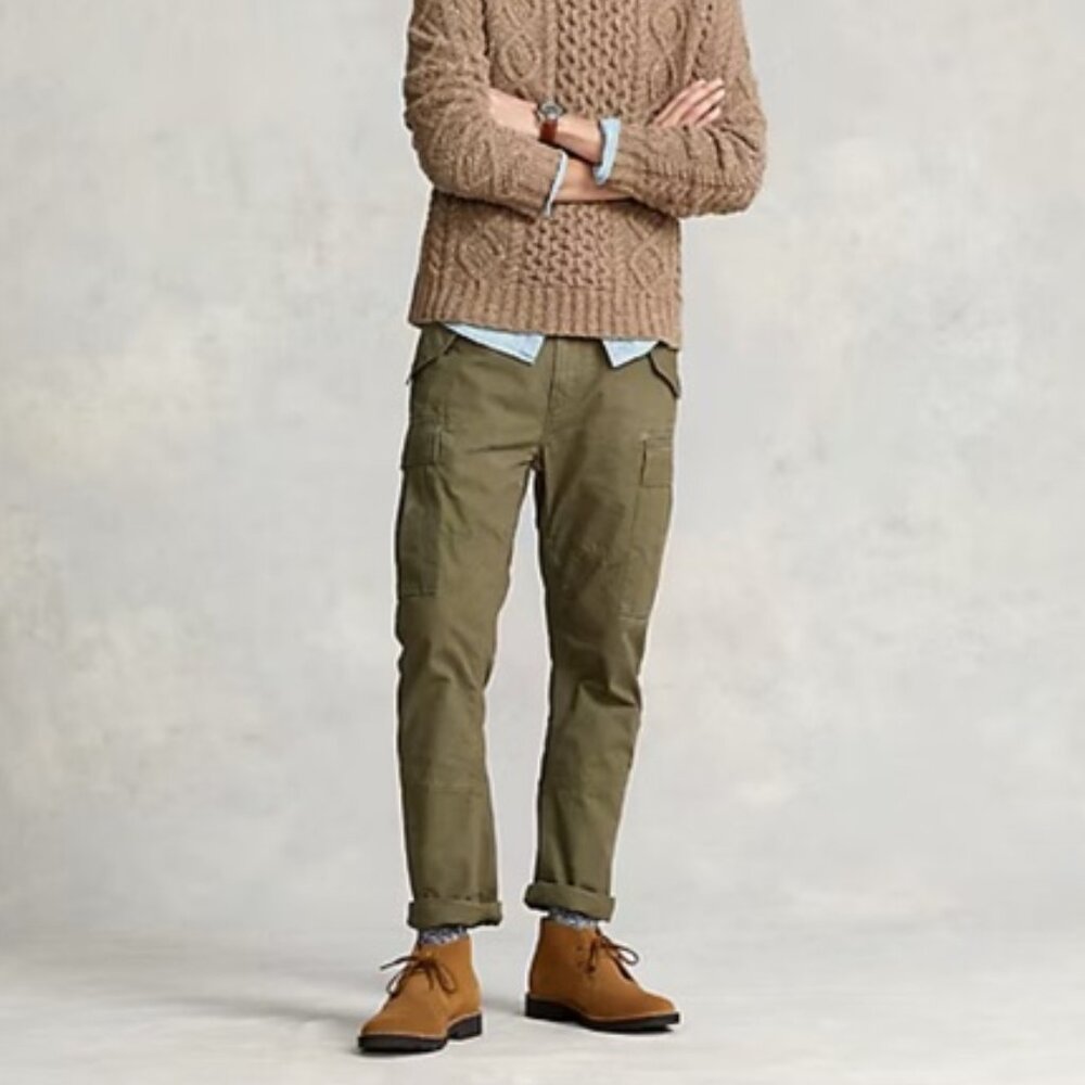 Polo Ralph Lauren Slim Fit Canvas Cargo Pants | Olive Green | Size 30x32 - Picture 8 of 10